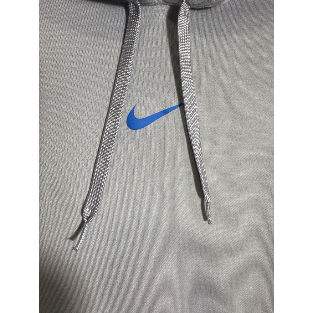 Nike Womens Grey Hoodie Blue Swoosh Pullover Sweatshirt Size M - Picture 2 of 12